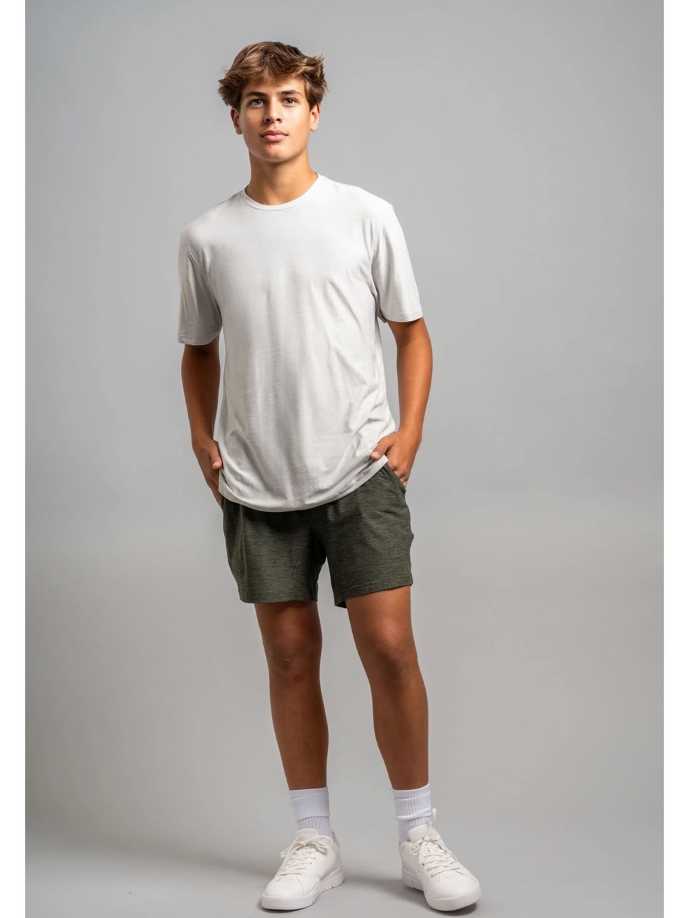 Kids Olive and Grey Bruce Bolt Shorts